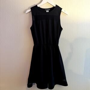 French Atmosphere Sleeveless Black Fit and Flare Dress-Medium